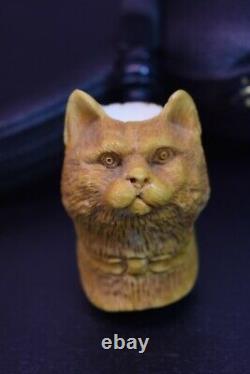 Deluxe Cat Pipe By KENAN new-block Meerschaum Handmade W Case#635