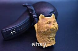 Deluxe Cat Pipe By KENAN new-block Meerschaum Handmade W Case#635