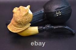 Deluxe Cat Pipe By KENAN new-block Meerschaum Handmade W Case#635