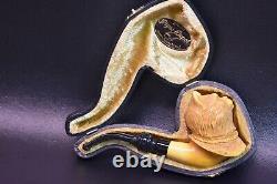 Deluxe Cat Pipe By KENAN new-block Meerschaum Handmade W Case#635