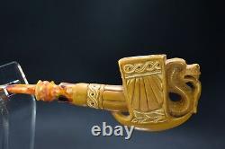 Deluxe Chinese Dragon W Axe Pipe Block Meerschaum-NEW W CASE#452