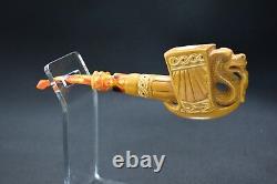 Deluxe Chinese Dragon W Axe Pipe Block Meerschaum-NEW W CASE#452