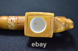 Deluxe Chinese Dragon W Axe Pipe Block Meerschaum-NEW W CASE#452