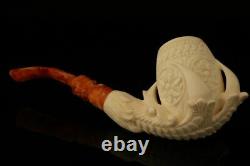 Deluxe Embossed Eagle's Claw Block Meerschaum Pipe with custom case 12311
