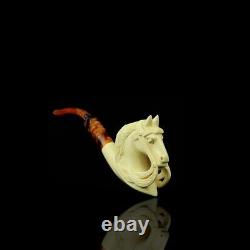 Deluxe Horse? Pipe new-block Meerschaum Handmade W Fitted Case#1705