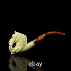 Deluxe Horse? Pipe new-block Meerschaum Handmade W Fitted Case#1705