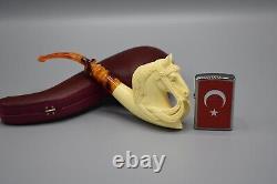 Deluxe Horse? Pipe new-block Meerschaum Handmade W Fitted Case#1705