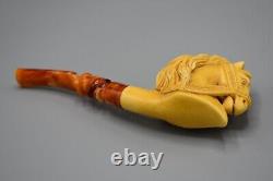 Deluxe Horse? Pipe new-block Meerschaum Handmade W Fitted Case#1857