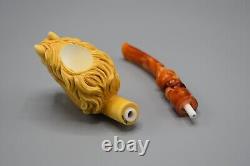 Deluxe Horse? Pipe new-block Meerschaum Handmade W Fitted Case#1857