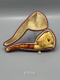 Deluxe Horse? Pipe new-block Meerschaum Handmade W Fitted Case#1857