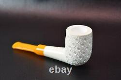 Deluxe Lattice Billiard Pipe By ALI new-block Meerschaum Handmade W Case#1175