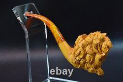 Deluxe Lion Empossed Pipe By SADIK YANIK new-block Meerschaum W Case#176