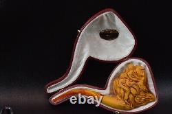 Deluxe Lion Empossed Pipe By SADIK YANIK new-block Meerschaum W Case#176