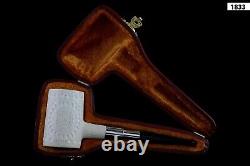 Deluxe Poker CUTTY Pipe BLOCK MEERSCHAUM-NEW-HAND CARVED W Case#1470