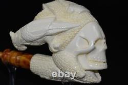 Deluxe Skull Pirate Pipe -new-block Meerschaum Handmade W Case#723