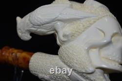 Deluxe Skull Pirate Pipe -new-block Meerschaum Handmade W Case#723