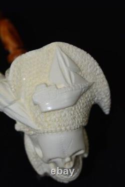 Deluxe Skull Pirate Pipe -new-block Meerschaum Handmade W Case#723