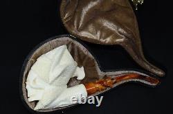 Deluxe Skull Pirate Pipe -new-block Meerschaum Handmade W Case#723