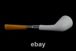 Deluxe Smooth CUTTY Pipe BLOCK MEERSCHAUM-NEW-HAND CARVED W Case#16