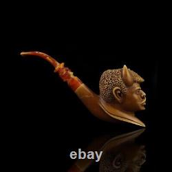 Devil figure Pipe By Kenan Block Meerschaum-NEW Handmade With Case#1407