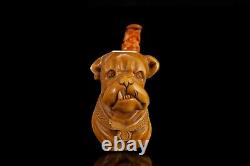 Dog Figure PIPE BLOCK MEERSCHAUM-NEW-HAND CARVED W Case#118 Collectors Pipe