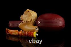 Dog Figure Pipe By Ege Block Meerschaum-new-hand Carved-from Turkey W Case#1149