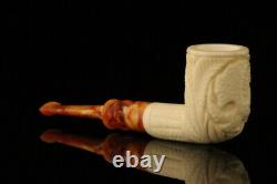 Dragon Carved Billiard Block Meerschaum Pipe with fitted case M1412