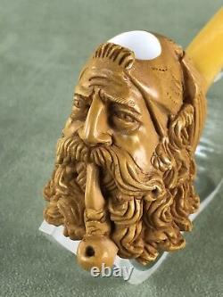 Dunhill Head PIPE-BLOCK MEERSCHAUM-NEW-HANDCARVED- W Case #159