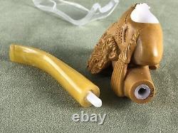 Dunhill Head PIPE-BLOCK MEERSCHAUM-NEW-HANDCARVED- W Case #159