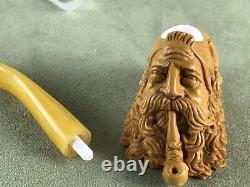 Dunhill Head PIPE-BLOCK MEERSCHAUM-NEW-HANDCARVED- W Case #159