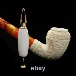 EGE Churchwarden Stem Rhodesian Pipe Block Meerschaum-NEW HANDMADE W CASE#1171