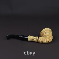EGE Ornate Calabash Pipe Block Meerschaum-NEW HANDMADE W CASE#136
