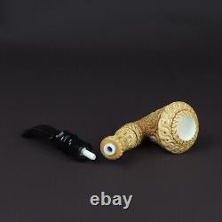 EGE Ornate Calabash Pipe Block Meerschaum-NEW HANDMADE W CASE#136