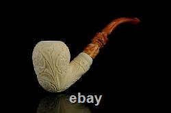 EGE Ornate Pear Pipe BLOCK MEERSCHAUM-NEW-HAND CARVED With Case#1492