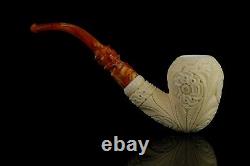 EGE Ornate Pear Pipe BLOCK MEERSCHAUM-NEW-HAND CARVED With Case#1492