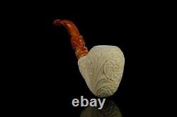 EGE Ornate Pear Pipe BLOCK MEERSCHAUM-NEW-HAND CARVED With Case#1492