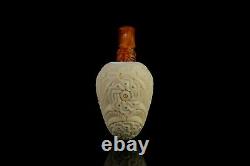 EGE Ornate Pear Pipe BLOCK MEERSCHAUM-NEW-HAND CARVED With Case#1492