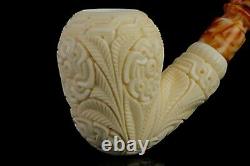 EGE Ornate Pear Pipe BLOCK MEERSCHAUM-NEW-HAND CARVED With Case#1492