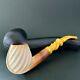 Epic Swirled Spiral Bent Billiard Block Meerschaum Pipe With Case And Nice Color