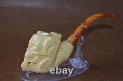 Eagle Claw Holding Skull Pipe Block Meerschaum-NEW With Case#887