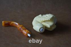 Eagle Claw Holding Skull Pipe Block Meerschaum-NEW With Case#887