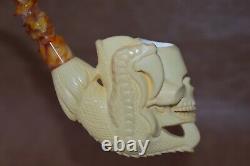 Eagle Claw Holding Skull Pipe Block Meerschaum-NEW With Case#887