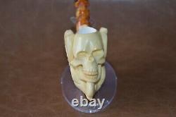 Eagle Claw Holding Skull Pipe Block Meerschaum-NEW With Case#887