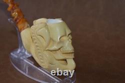 Eagle Claw Holding Skull Pipe Block Meerschaum-NEW With Case#887