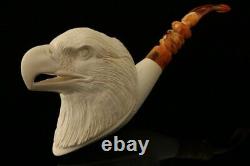 Eagle Hand Carved Block Meerschaum Pipe with a fitted CASE 9941