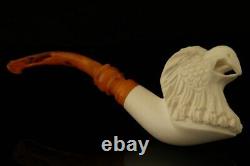Eagle Head Hand Carved Block Meerschaum Pipe with custom CASE 12206