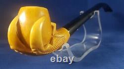 Eagle claw meerschaum pipe with a long stem, block meerschaum, smoking pipe