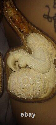 Eagle's Claw Hand Carved by KUDRET Block Meerschaum Pipe in custom case 10220