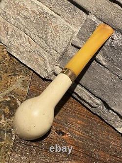 Early 14k Band Real Block Meerschaum Estate Tobacco Pipe Amber Stem Germany