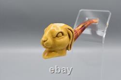 Easter Bunny Figure Pipe block Meerschaum Handmade New Custom Made Case#1704